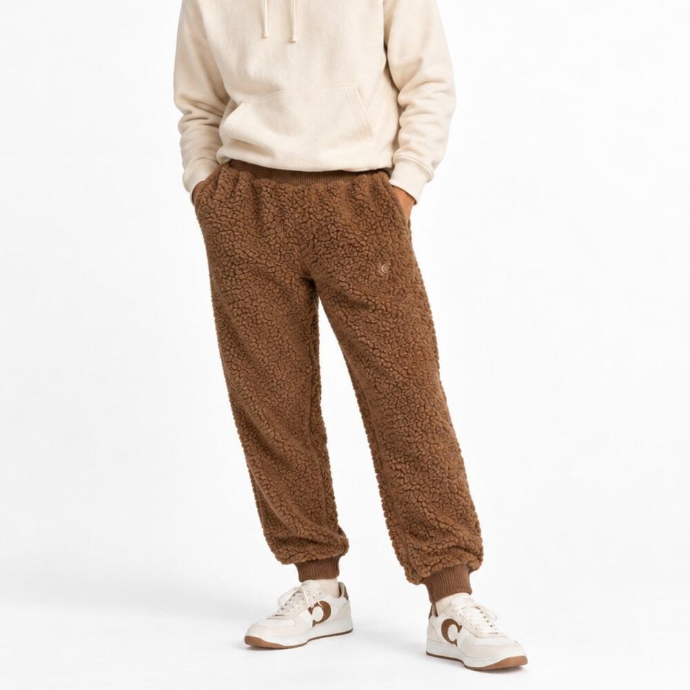COACH Men's Inside Out Sherpa Joggers in Brown size Small RARE